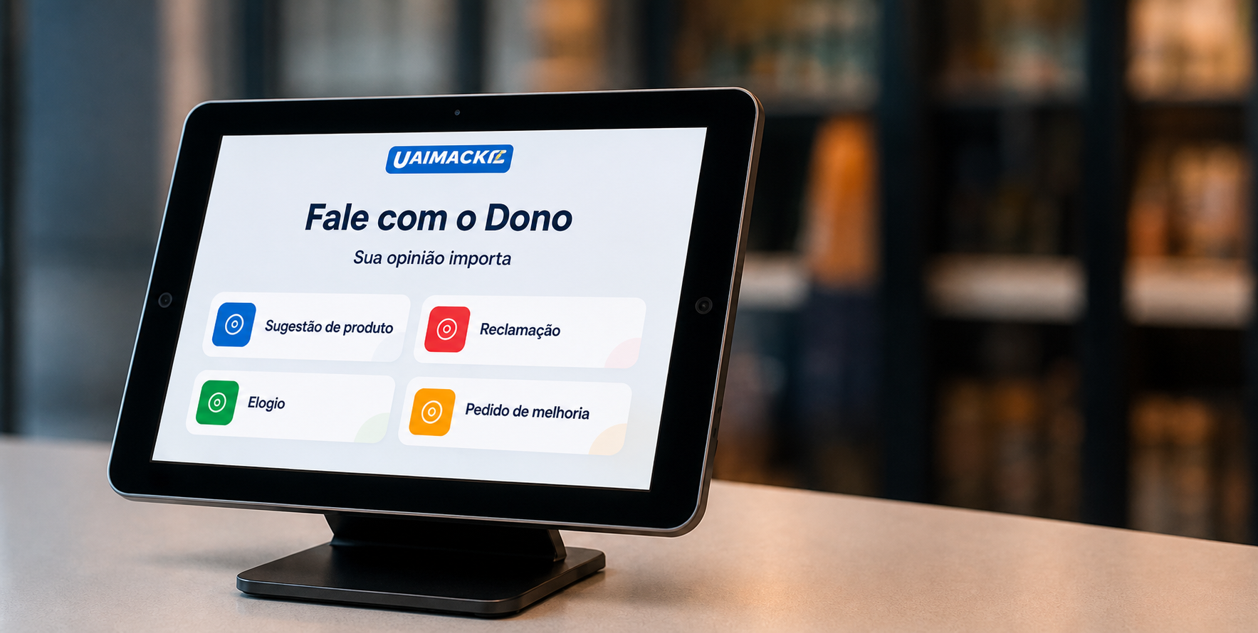 Fale com o Dono em tablet de balcão